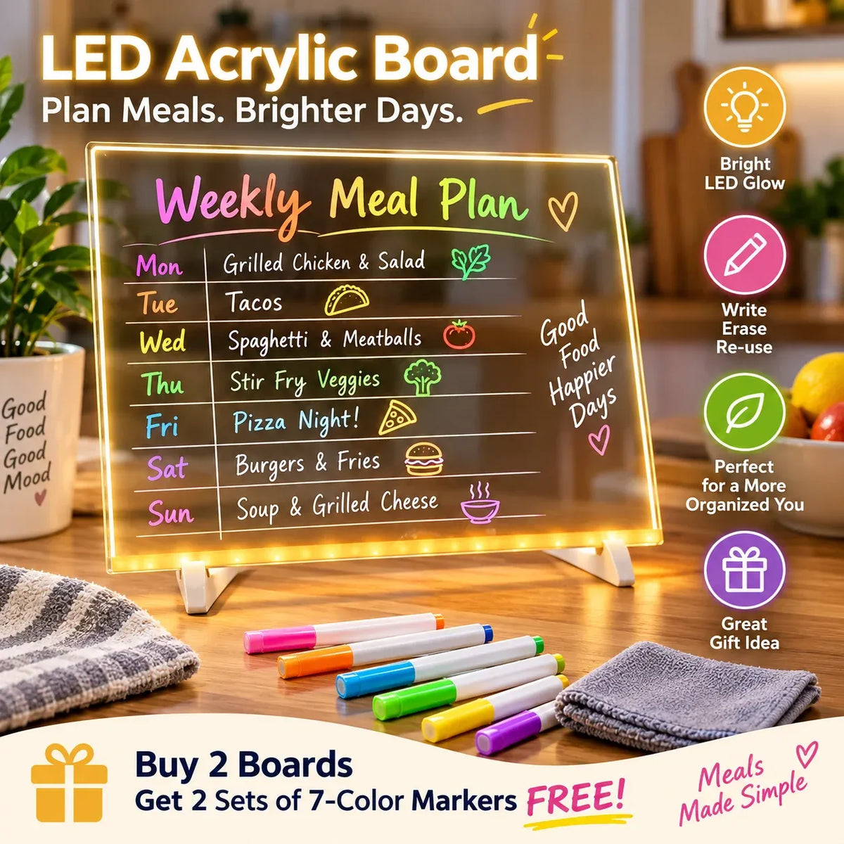 ✨ Reusable Acrylic LED Message Board – Write, Glow & Create