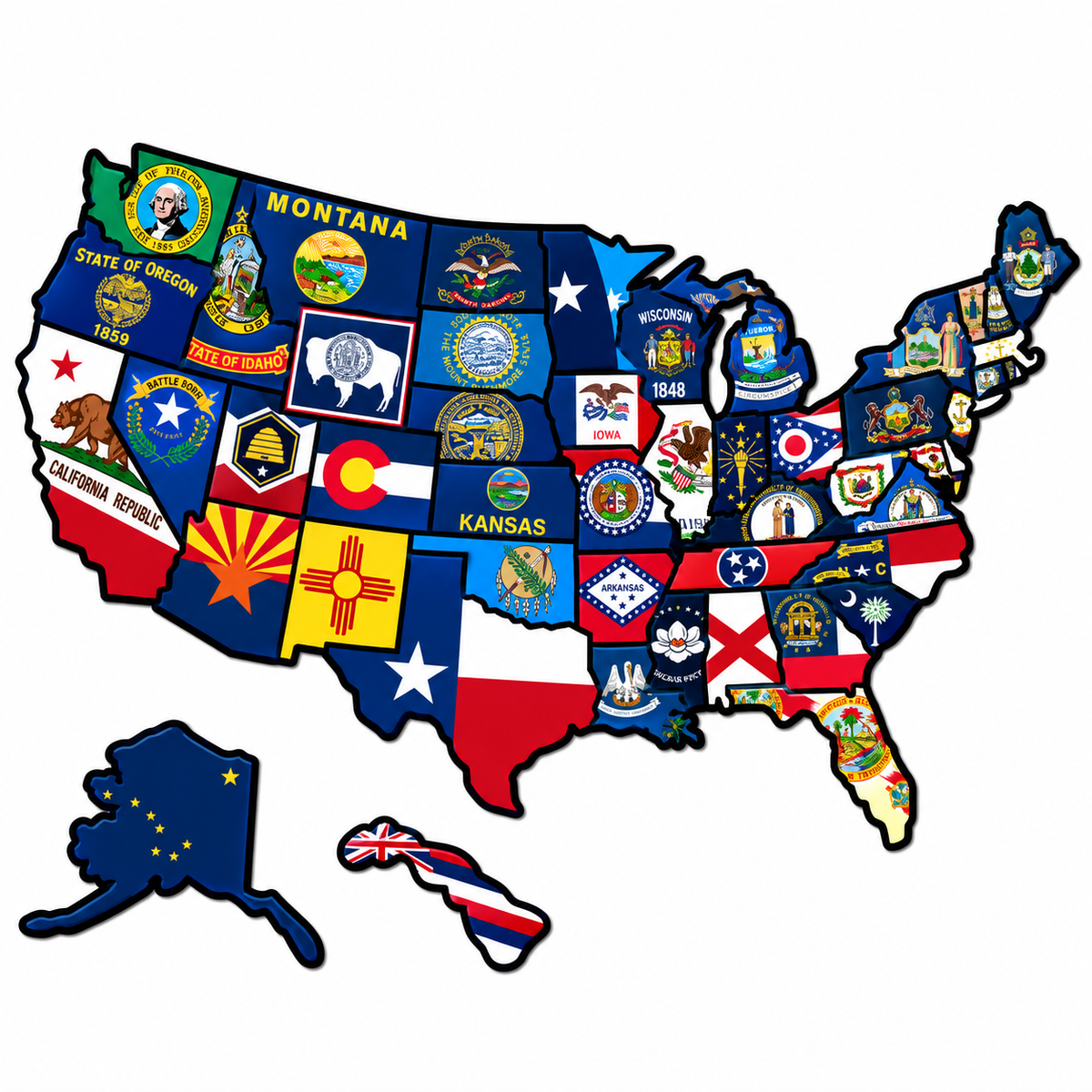 RV State Sticker Travel Map—Document Your American Adventures in Style!