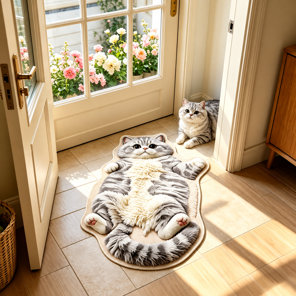 🐱 Chubby Cat Shaped Rug – Adorable Soft Plush Floor Mat for Cat Lovers