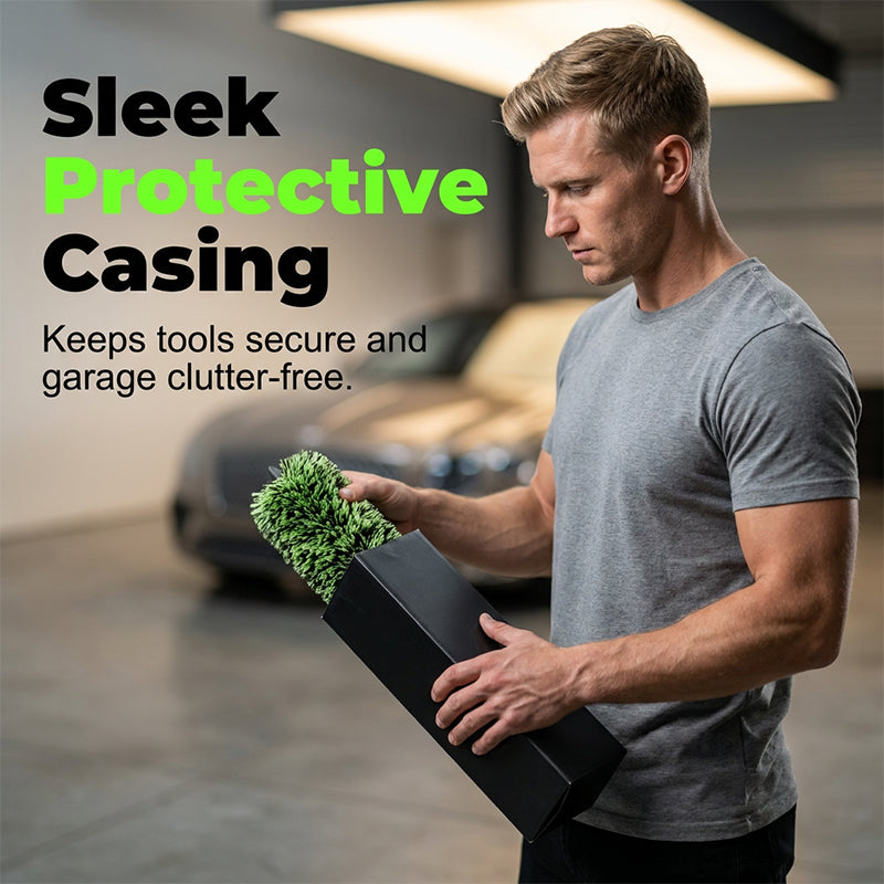 🔥❗️Buy 2 Get 1 Free 🧼Wheel Barrel Cleaning Brush – Deep Reach Microfiber for Rims, Calipers & Engine Bay – Scratch-Free Soft Bristles, Ergonomic Grip + Knuckle Guard – Includes Storage Box