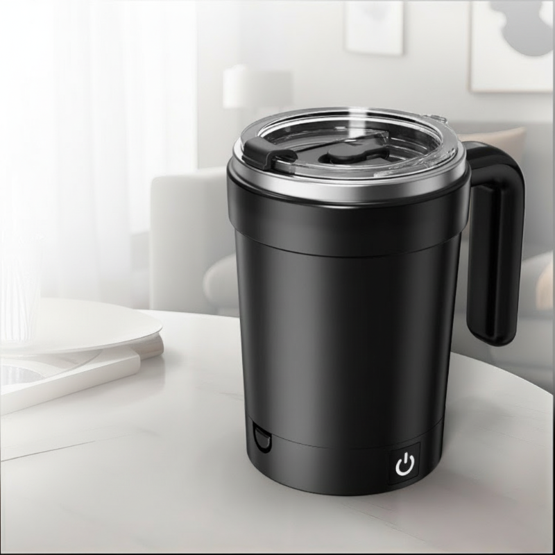 ☕ Smart Self-Stirring Coffee Mug – One-Touch Mixing + Temperature Display