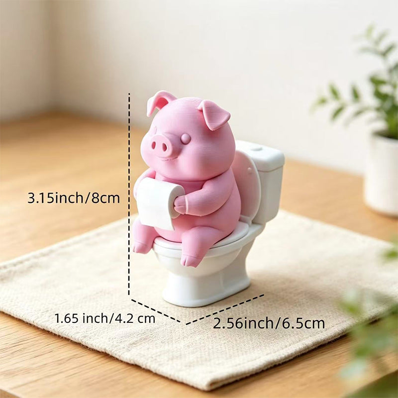 🐷 Funny Pig on Toilet Figurine – The Cutest Little Bathroom Decoration
