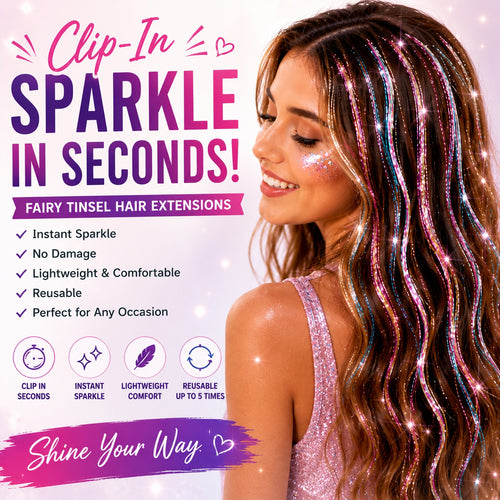 ✨Clip-In Hair Tinsel Extensions – Sparkling Fairy Hair Clips