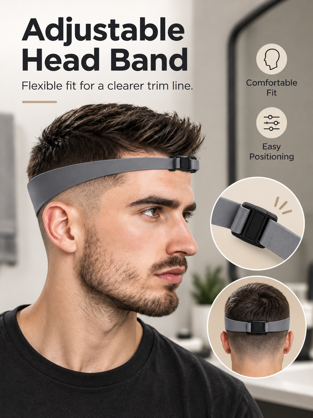 ✂️ 3-Piece Haircutting Guide Kit – Adjustable Band & Precision Trimming Guide Set
