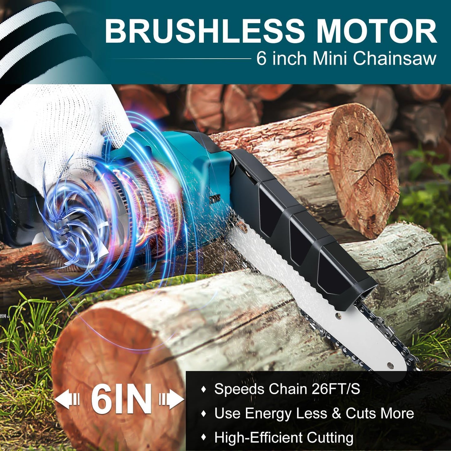 ⚡ 6-Inch Cordless Mini Chainsaw – Cut Faster, Work Easier