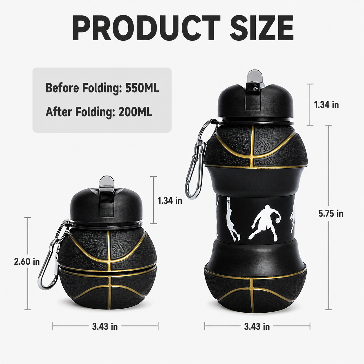 Soccer-themed Silicone Folding Water Bottle