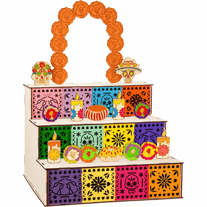 🔥Last Day 49% OFF - 🎃Day of the Dead Wooden Altar Display Set | 💕Death is not the end of life, forgetting is