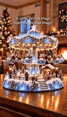 🐧 Rotating Penguin Christmas Swing Carousel – Light-Up Winter Carnival Decoration