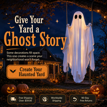 Haunted Swinging Ghost Halloween Yard Decoration – Hanging Outdoor Decor