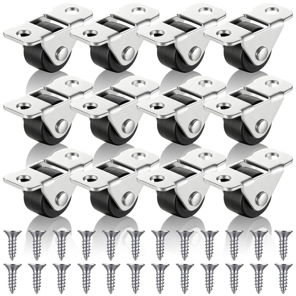 12-Pack Mini Fixed Caster Wheels – Make Small Storage Easy to Move