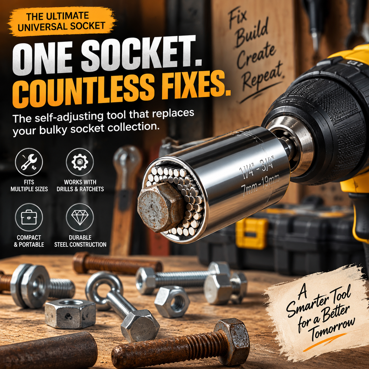 ⚙️ 2-Piece Self-Adjusting Universal Socket Set – For Nuts, Bolts, Hooks & Everyday Fixes