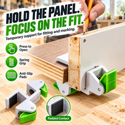 🛠️ SPECIAL OFFER: Woodworking Panel Positioning Clamp – Spring-Loaded Grip, Anti-Slip Pads & Easier Cabinet Fitting ✨
