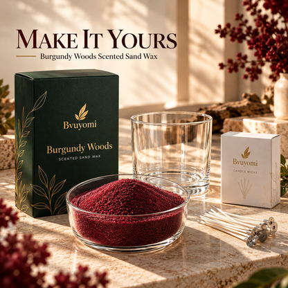 Burgundy Woods Scented Sand Wax 100g+50 candle wicks