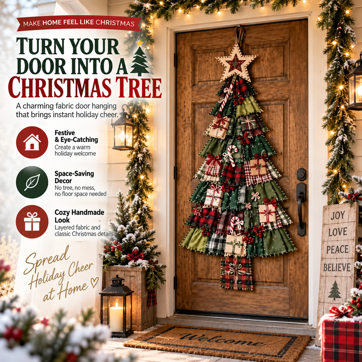 🚪 CHRISTMAS DOOR FAVORITE | Layered Fabric Tree Hanging – Space-Saving Holiday Decor for Front Doors & Entryways