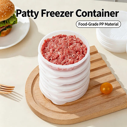🍔 10-Pack Burger Patty Freezer Containers – Prep, Stack & Freeze Individual Patties