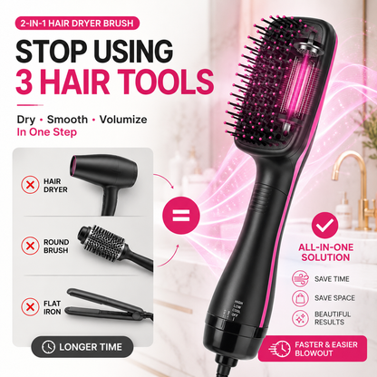 2-in-1 Hot Air Hair Styler Brush – Salon Blowout Volume & Frizz Control Tool
