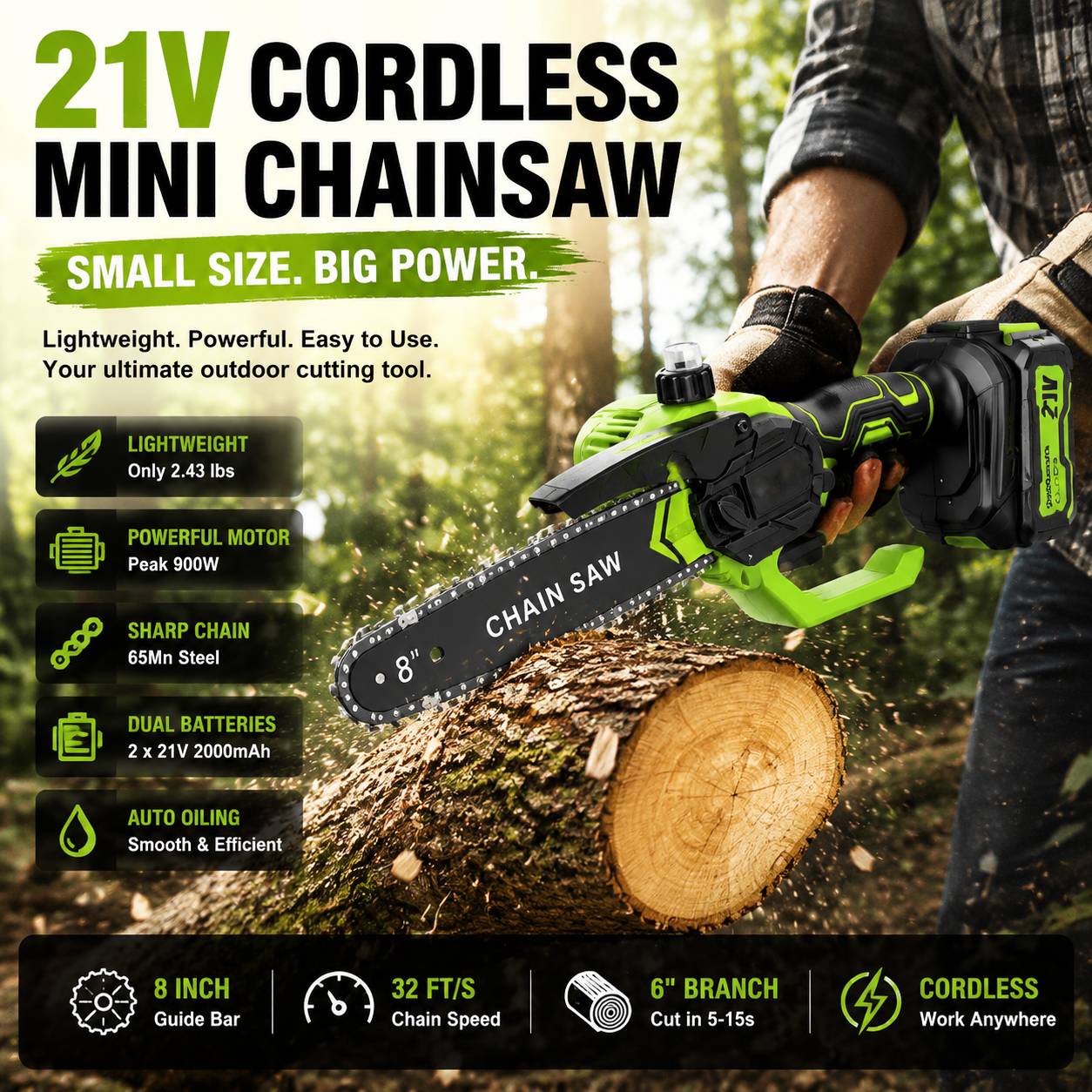 🔋 8-Inch Portable Electric Chainsaw for Tree Trimming & DIY  URL Handle