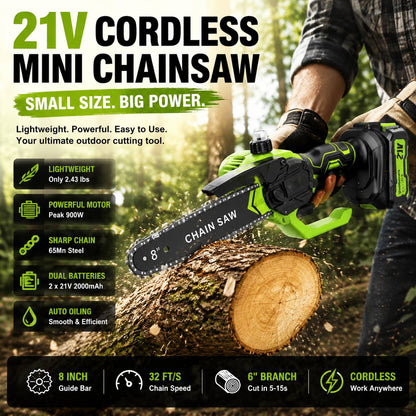 🔋 8-Inch Portable Electric Chainsaw for Tree Trimming & DIY  URL Handle