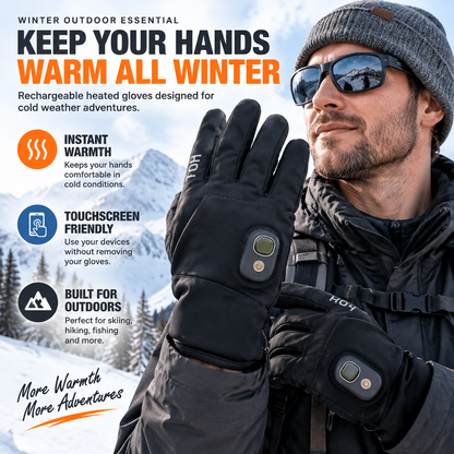 🔥 HOT SALE | Rechargeable Heated Gloves – Touchscreen Winter Gloves with Adjustable Heat for Skiing, Hiking & Outdoor Use