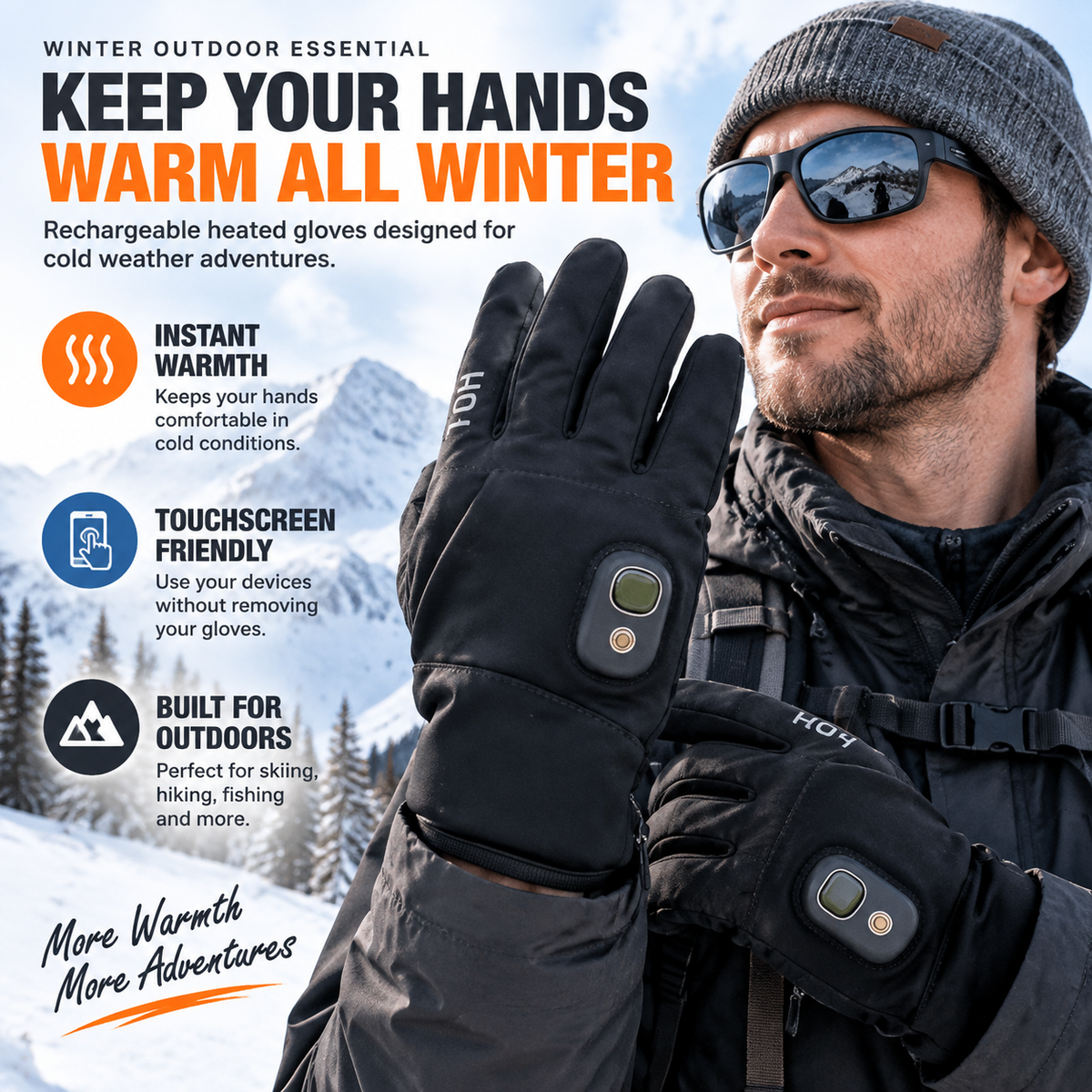🔥2026 HOT SALE | Rechargeable Heated Gloves – Touchscreen Winter Gloves with Adjustable Heat for Skiing, Hiking & Outdoor Use