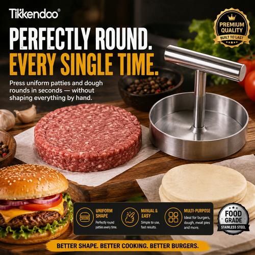 BBQ FAVORITE | Manual Burger Patty Press – Uniform Round Patties for Grilling, Meal Prep & Home Cooking