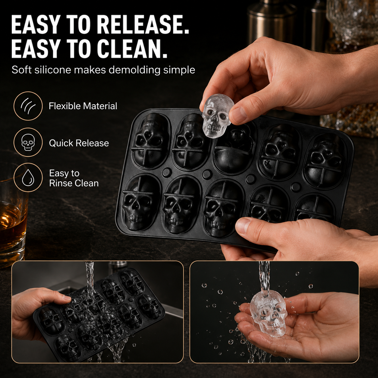 💀Skull Ice Cube Tray🧊-Make Every Drink a Statement✨