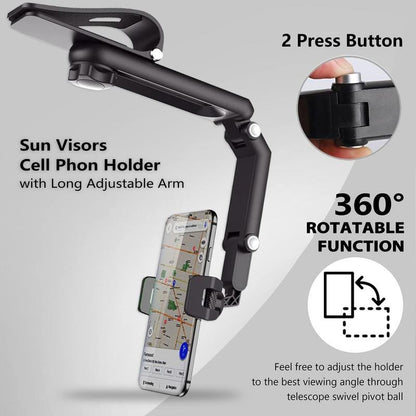 1080° Adjustable Car Sun Visor Phone Holder
