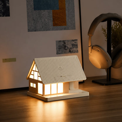 🏡✨ Cozy Cabin 4-in-1 Bedside Station – Alarm Clock, Night Light, White Noise & Wireless Charger