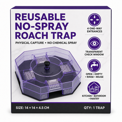 🪳 Reusable No-Spray Roach Trap – 4 One-Way Entrances