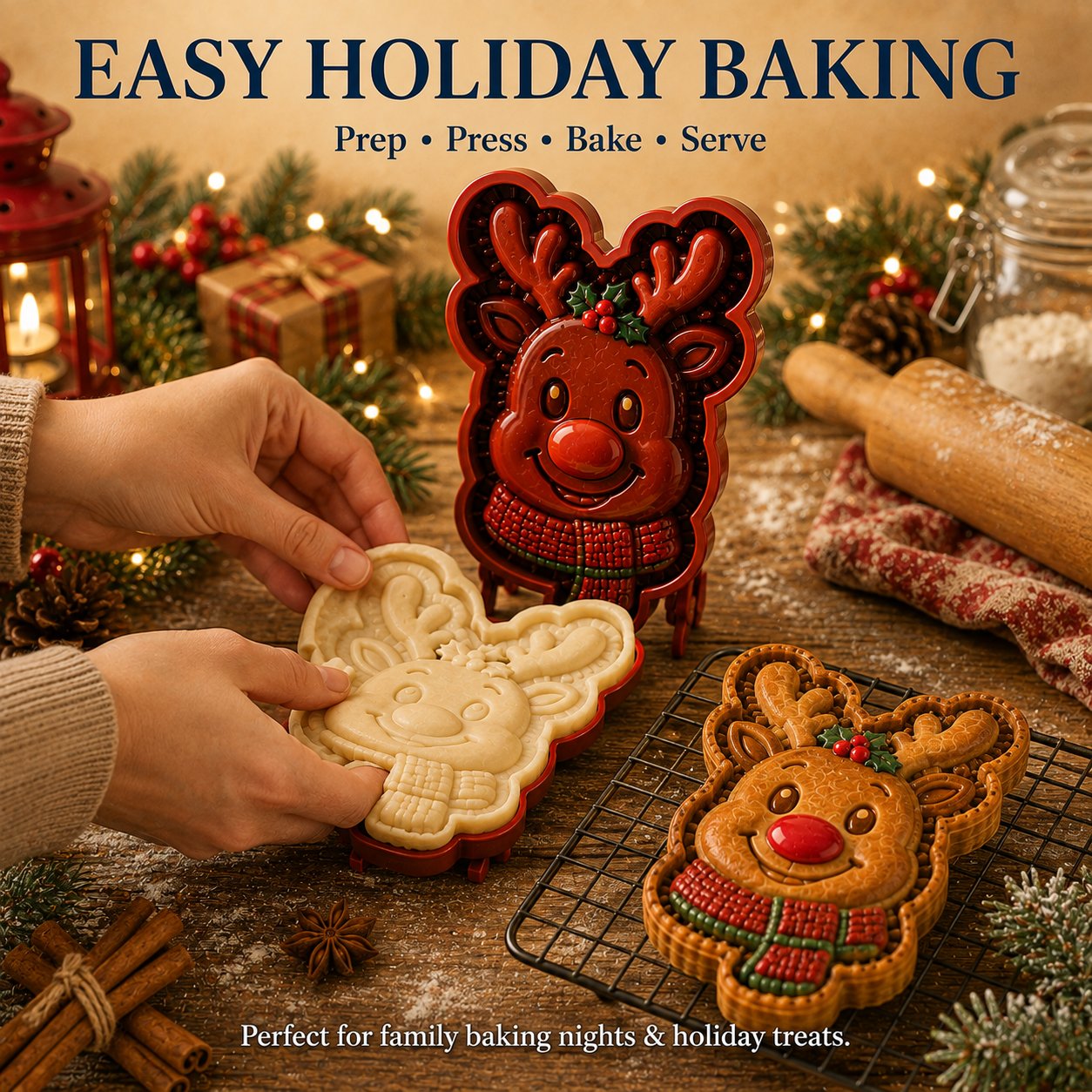 🎄 9-Design Christmas Mini Pie Mold Collection | Reusable Embossed Molds for Shaping Detailed Santa, Snowman, Reindeer, Tree & Holiday Pies