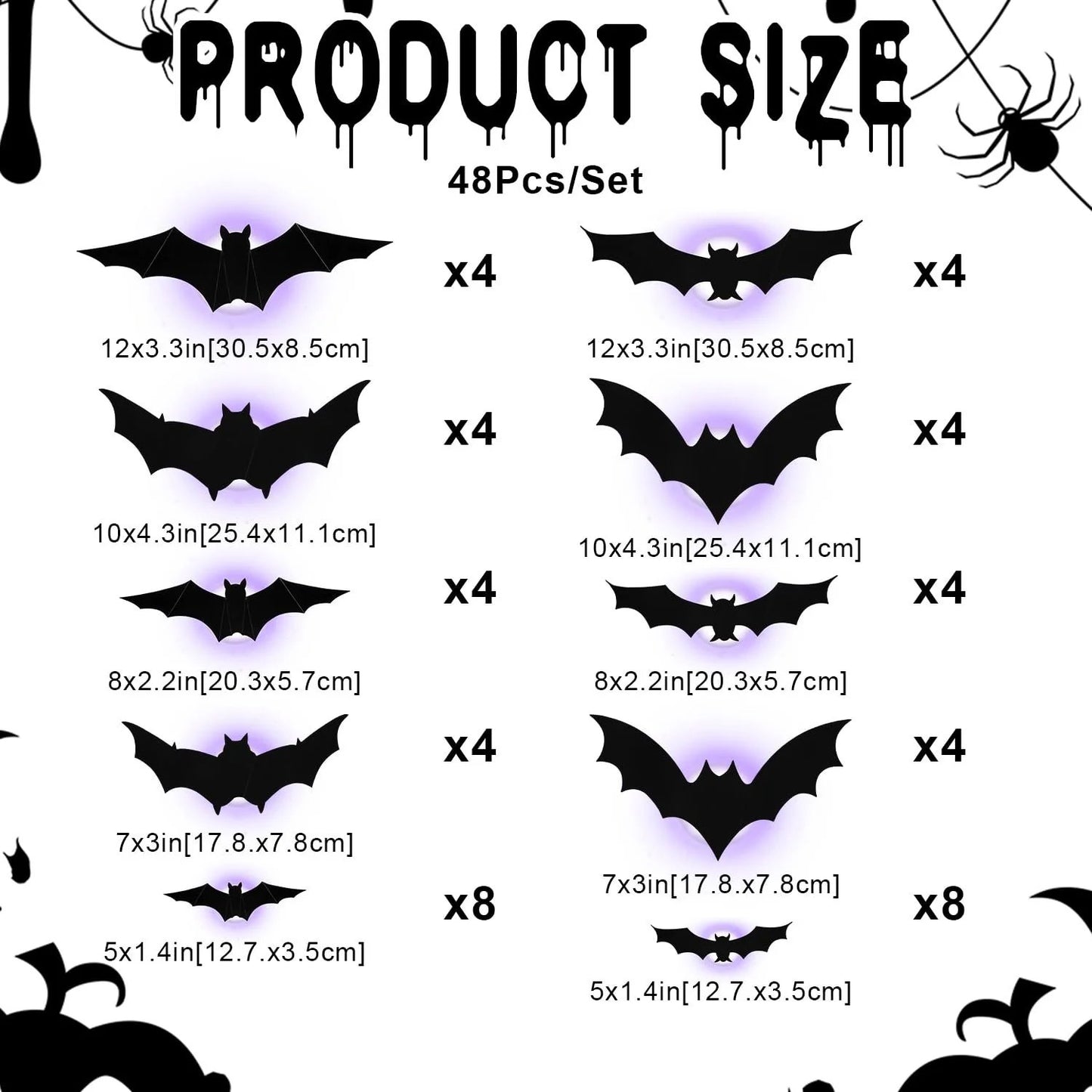 🦇3D LED Halloween Bat Lights – Purple & Orange Glow Wall Decor