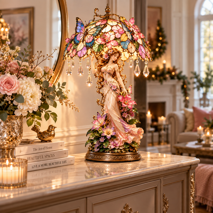 🦋 Butterfly Blossom Fairy Accent Lamp – Warm Floral Glow