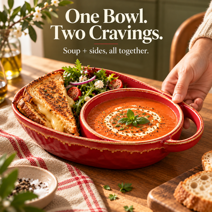 ✨ 2-in-1 Soup & Side Bowl – Cozy Meal Serving Set with Handle🥣