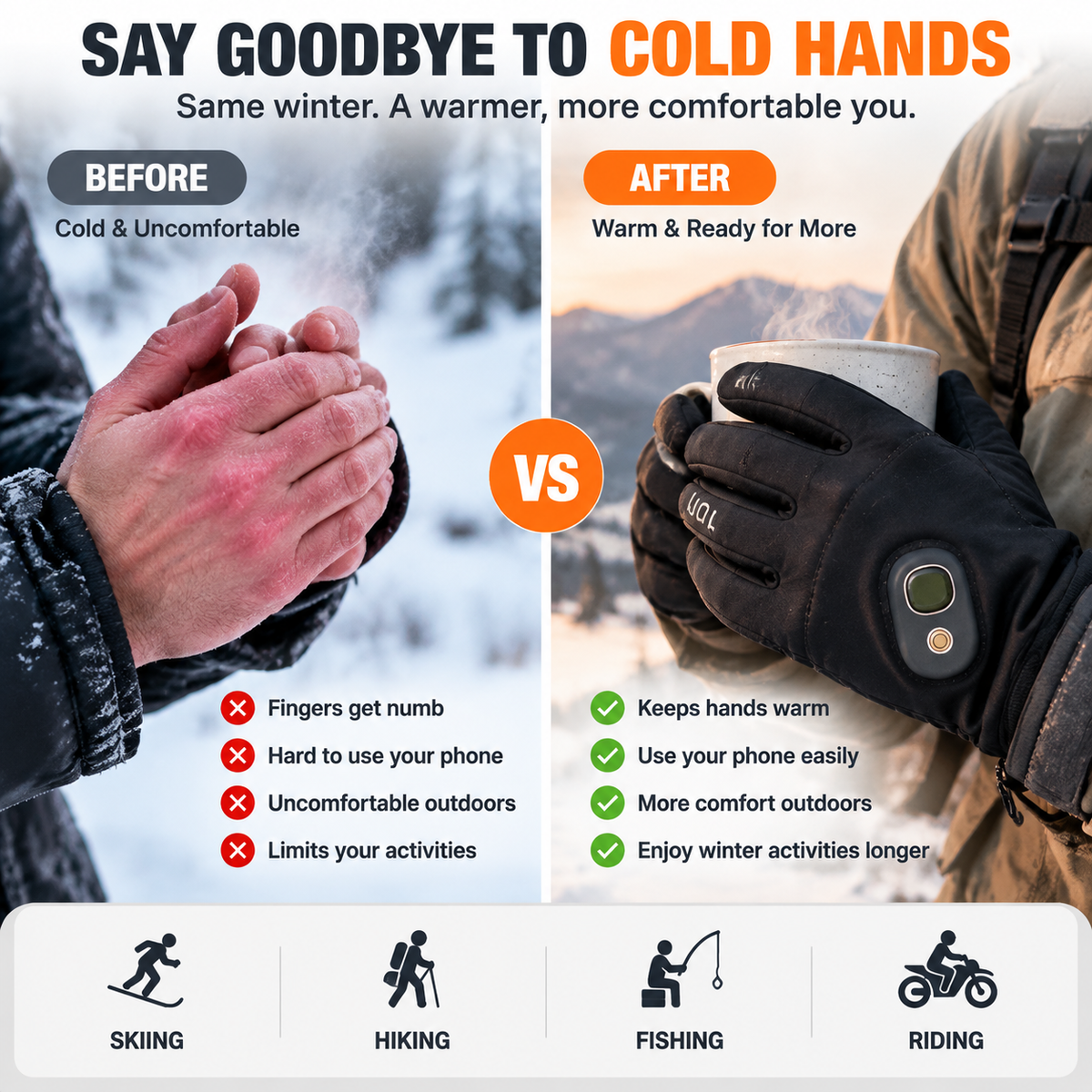 🔥2026 HOT SALE | Rechargeable Heated Gloves – Touchscreen Winter Gloves with Adjustable Heat for Skiing, Hiking & Outdoor Use