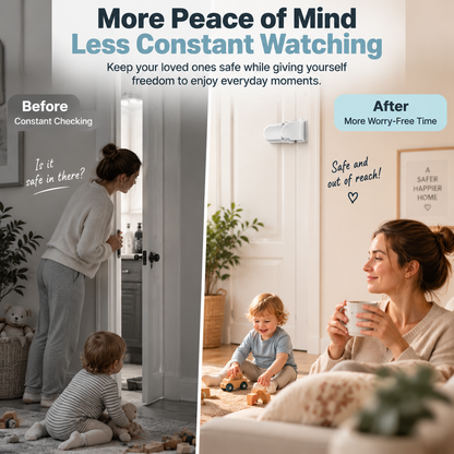 👶 High-Mount Toddler Door Safety Lock – Tool-Free Interior Door Childproofing