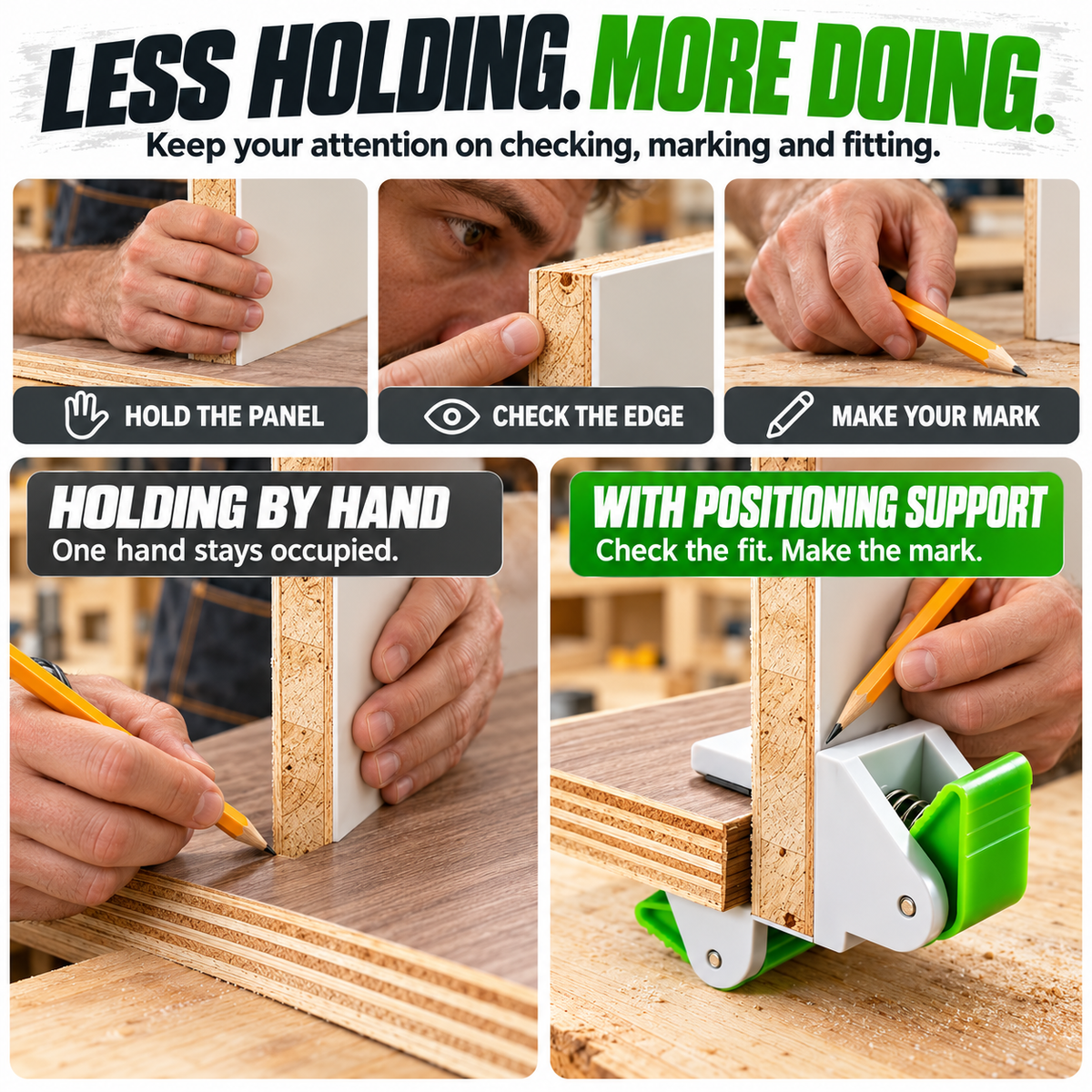 🛠️ SPECIAL OFFER: Woodworking Panel Positioning Clamp – Spring-Loaded Grip, Anti-Slip Pads & Easier Cabinet Fitting ✨