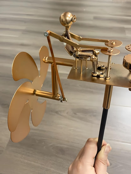 Wind-Powered Metal Drummer Garden Windmill