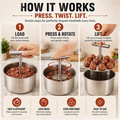 🍝 FAMILY KITCHEN DEAL | Stainless Steel Meatball Press – Make Uniform Meatballs for Pasta, Dinner & Meal Prep