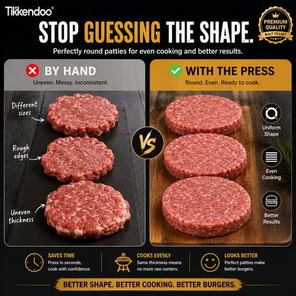 BBQ FAVORITE | Manual Burger Patty Press – Uniform Round Patties for Grilling, Meal Prep & Home Cooking