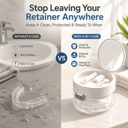 3-in-1 Travel Retainer Cleaner Case with Mirror & Drain Tray