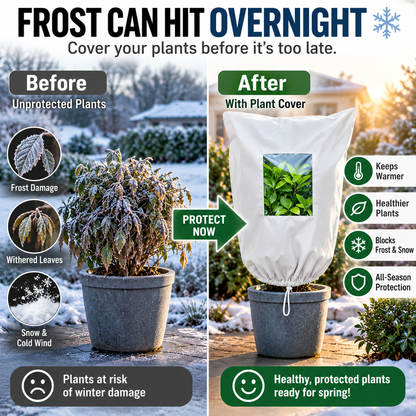 🌿 WINTER GARDEN ESSENTIAL | Plant Frost Protection Cover – Breathable Reusable Cover for Shrubs, Pots & Young Trees！！！