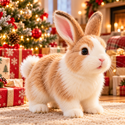 🐰🎄 Adorable Realistic Plush Bunny | Interactive Bunny Toy & Heartwarming Gift