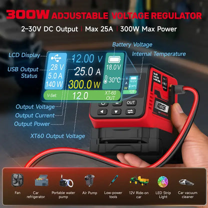 ⚒️Adjustable DC Power Hub for Milwaukee M18 Batteries | XT60, USB-C & Wireless Charging