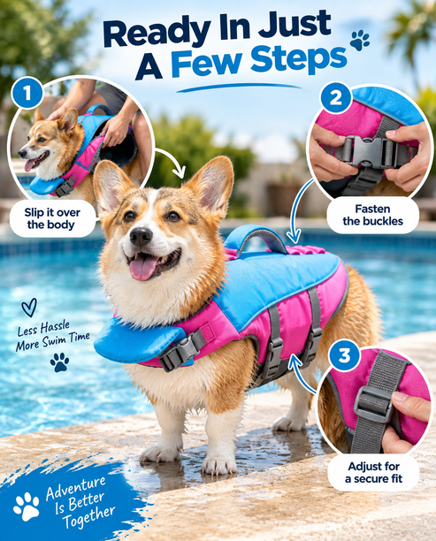 Dog Life Vest – Adjustable Flotation Support for Swimming &amp; Boating