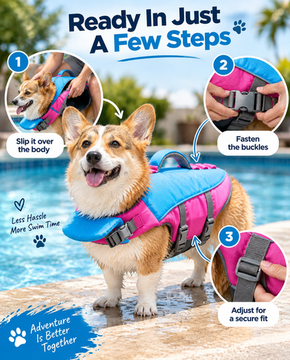 Dog Life Vest – Adjustable Flotation Support for Swimming &amp; Boating