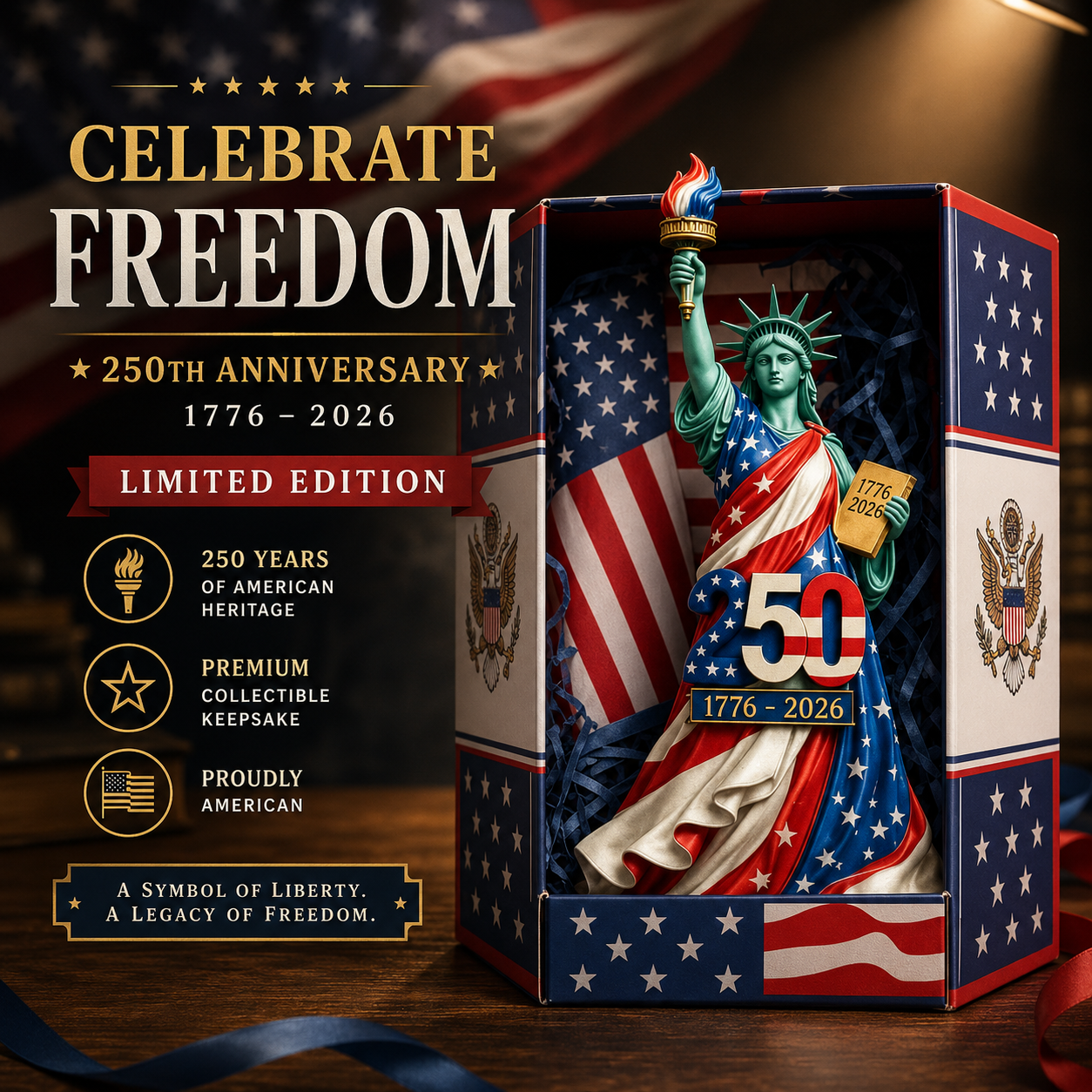 🔥Limited-time promotion🔥Handmade USA 250th Anniversary Statue of Liberty Figurine