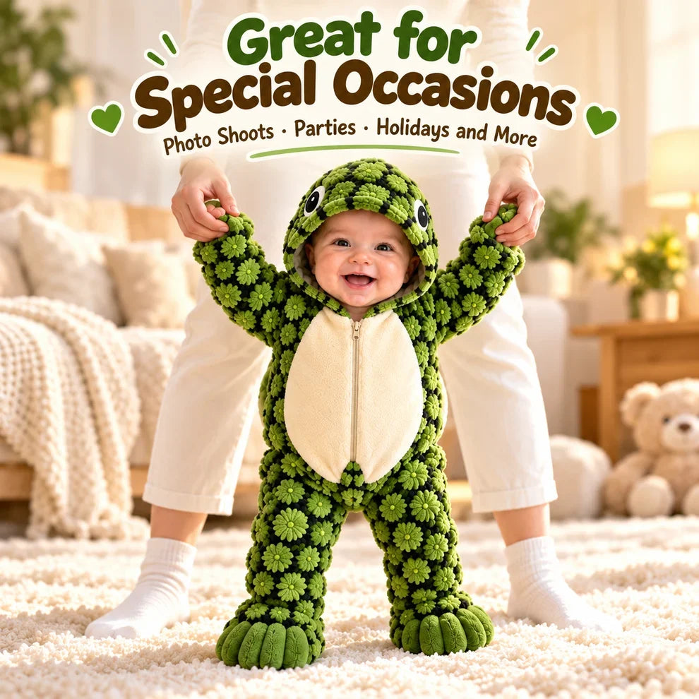 🐢 Little Turtle Baby Onesie – Adorable 3D Shell Hooded Outfit