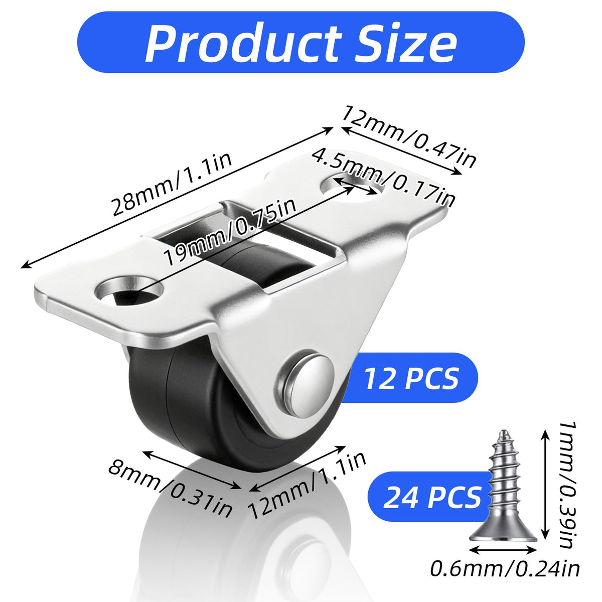 12-Pack Mini Fixed Caster Wheels – Make Small Storage Easy to Move