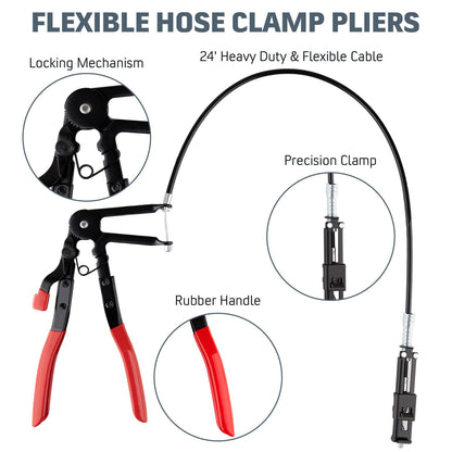 🔧 9-Piece Hose Clamp Pliers Kit – Reach Tight Spaces With Ease