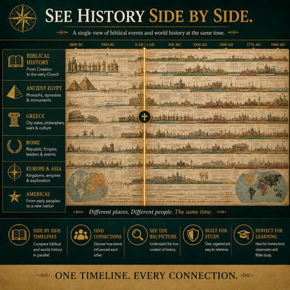 📜 6,000 Years of Biblical & World History — One Fold-Out Timeline